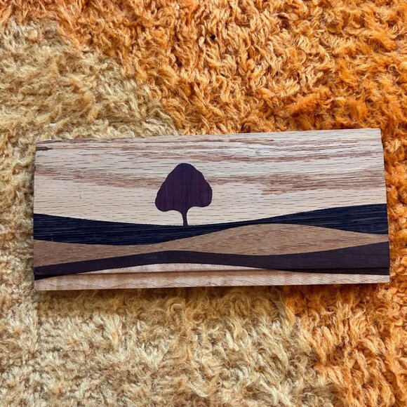 Vintage 70s Handmade Wooden Box – Landscape Inlay Design – Made in Canada - Picture 6 of 9